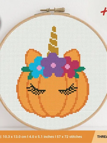 Pumpkin Unicorn Happy Halloween Cross stitch pattern | Embroidery Pattern | Instant Download | Cross Stitch Patterns | Embroidery Designs $5.37