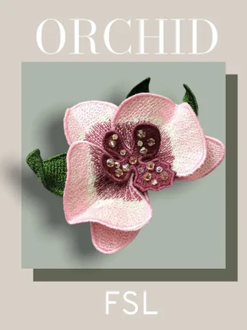 Orchid brooch FSL machine embroidery designs Free standing lace embroidery pattern 3Dflower embroidery motif Flower FSLembroidery broochFSL $8.08