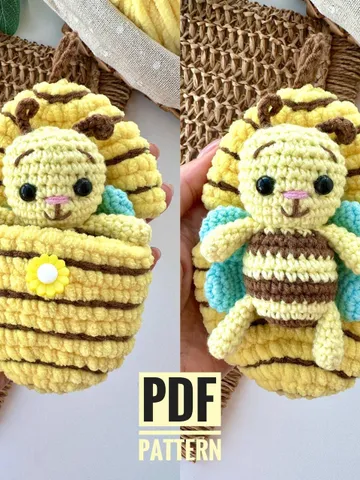 Crochet pattern bee in beehive - Amigurumi bumble bee easter- English Pdf  - Easter gift - Insect pattern $9.75