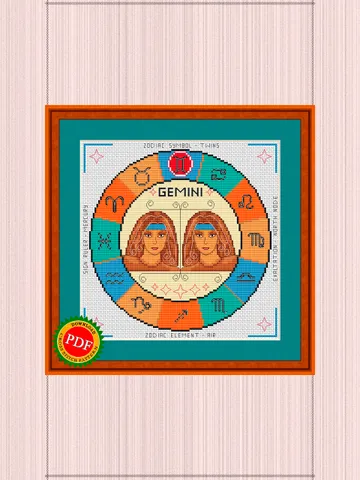Gemini Cross Stitch Pattern | Gemini Zodiac Sign $4.00