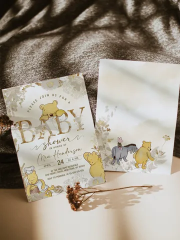 Classic Winnie Pooh Baby Shower Invitation; Neutral Baby Shower Template; Wizard Baby Shower Invite; Honey Bear Invite; Winnie Pooh pooh1 $11.62