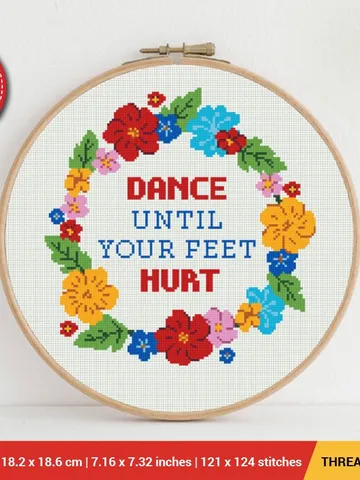 Dance Until your feet Hurt Cross stitch pattern | Embroidery Pattern | Instant Download | Embroidery Designs $5.37