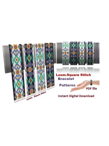 Cuff Bracelet Loom Stitch Bead Patterns Bracelet Beading Patterns Bead loom pattern Instant Download $5.00