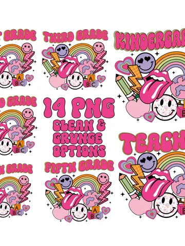 Grade Bundle Kindergarten png, First Grade png Teacher Png Retro Teacher Design Occupation Design Sublimation Art School Png Cute Teacher $5.94