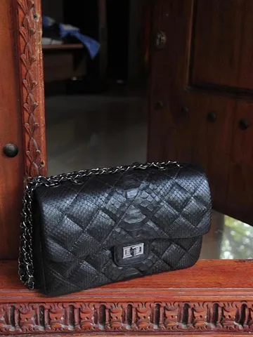 Genuine python skin classy stitched big crossbody | designer women leather handbag | snakeprint bag | crossbody purse | gift for her $270.00