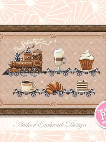 Vintage Coffee Train cross stitch pattern PDF download Coffee cross stitch chart, Coffee lovers home decor, Train pattern digital PDF #F17 $10.50