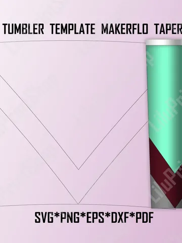 V split Tumbler Template SVG for 20 oz tapered Makerflo tumbler, Vsplit 20 ounce Skinny Tumbler digital cut file. Instant download $1.63