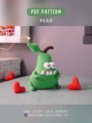 PDF Plush Toy Pattern β Fleece Pear Softie with Pocket Mouth $9.00