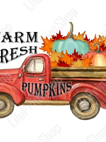 Farm fresh pumpkins truck clipart PNG for sublimation designs Autumn Fall clipart digital instant download $2.71