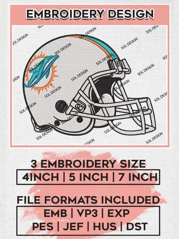 Miami Dolphins Helmet Embroidery Designs, NFL Dolphins, NFL Logo Embroidery Files, NFL Miami Dolphins Machine Embroidery Design, Digital Download