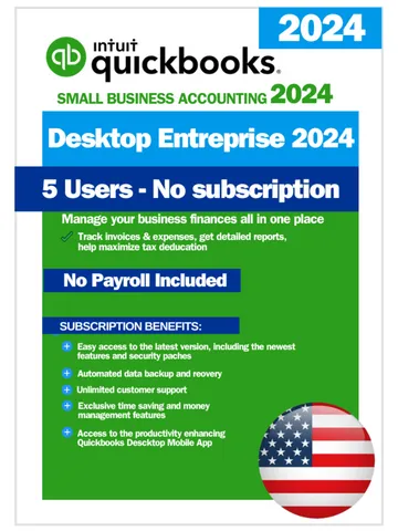 QuickBooks Desktop Enterprise 2024 – Lifetime License Key – USA Version (5 Users)