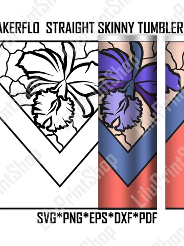 Flower tumbler template svg for 30oz Makerflo straight, V split burst svg for Orchid Glitter tumbler. instant download $2.71