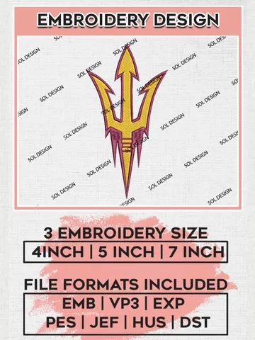 Arizona State Sun Devils Logo Machine Embroidery Design, NCAA Arizona State Sun Devils Embroidery Design Design files, NCAA Embroidery Designs, NCAA Machine Embroidery Designs, Digital Download