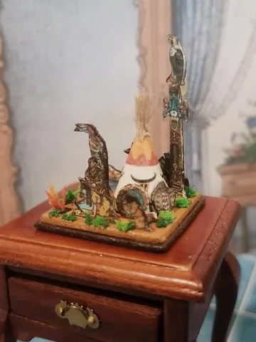 Indian village. Puppet miniature.1:12 scale. $38.00