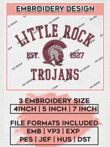 Little Rock Trojans Est 1927 Embroidery Designs, NCAA Little Rock Trojans Team Embroidery, NCAA Team Logo, 3 sizes, Machine embroidery Files, Digital Download $6.99