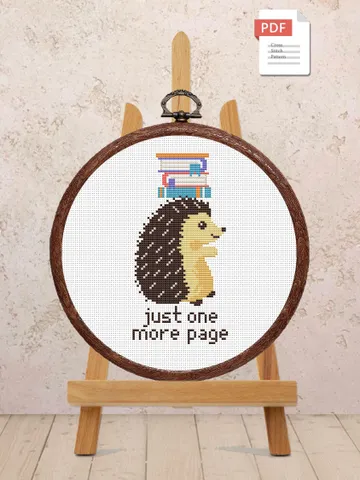 Just One More Page Cross Stitch Pattern, Hedgehog Cross Stitch, Books Cross Stitch Pattern, So Many Books Cross Stitch Patterns #qt005 $4.00