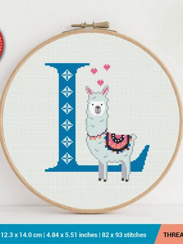Letter L Lama ABC Cross stitch pattern | Embroidery Pattern | Instant Download | Embroidery Designs $5.37