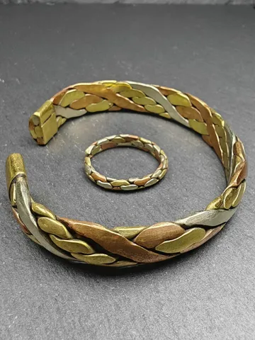 Gandhanra Unique Tibetan Jewelry, Cuff Bracelet + Ring,Made of Bronze,Copper,Brass