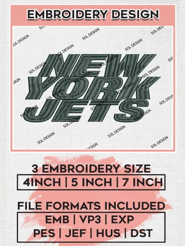 NFL New York Jets Wordmark Machine Embroidery Design Files, NFL Jets, NFL Logo Embroidery Files, NFL New York Jets Machine Embroidery Design, Digital Download $6.99