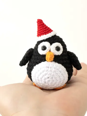Crocheted Penguin Toy in Christmas hat – Soft Handmade Stuffed Animal, Perfect Christmas Gift $30.00