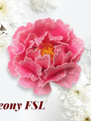 Free standing lace peony flower Digital embroidery file Peony FSL pattern Peony hairpin brooch $6.93