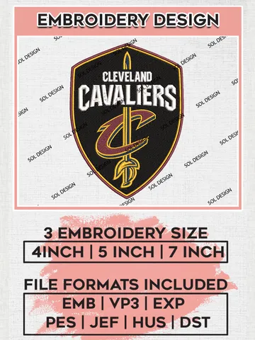 NBA Cleveland Cavaliers Logo Embroidery Design, NBA Cleveland Cavaliers Machine Embroidery Files, NBA Machine Embroidery Design, Machine Embroidery Design, Digital Download $6.99
