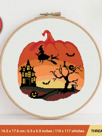Halloween Pumpkin Cross stitch pattern | Embroidery Pattern | Instant Download | Embroidery Designs $5.94