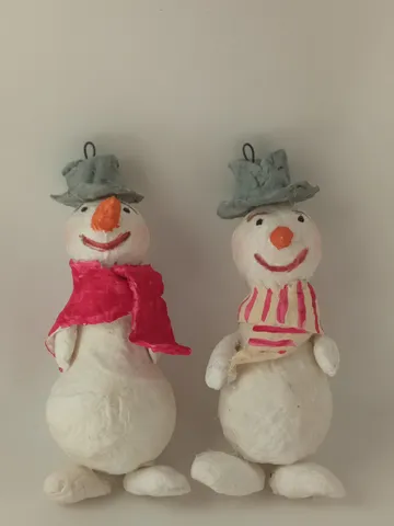 A couple of cool snowmen in hats. Handmade. Decorating the Christmas tree and New Year's decor house indoor Free shipping $69.00