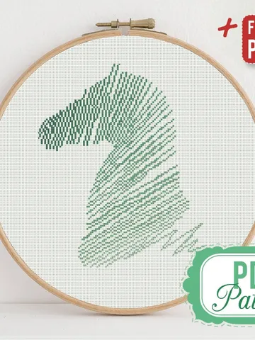 Horse Cross stitch pattern Green Gradient Animal Cross stitch pattern PDF Format Instant Download Home decor Modern $4.14