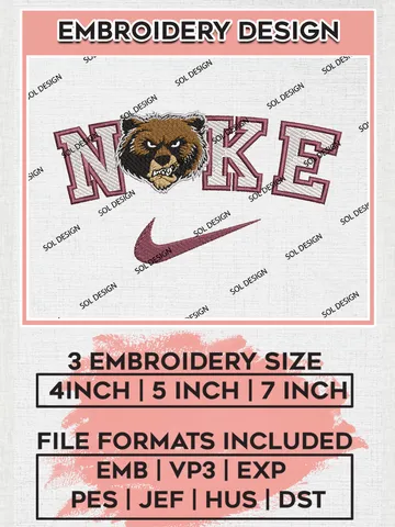 Nike Montana Grizzlies Machine Embroidery Design, NCAA Montana Grizzlies Embroidery Design Design files, NCAA Embroidery Designs, NCAA Machine Embroidery Designs, Digital Download $6.99