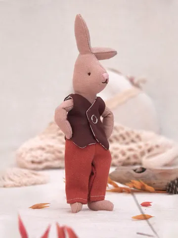 Rabbit Dad Doll with Vest and Pants - Digital PDF pattern and Sewing Instructions $8.00