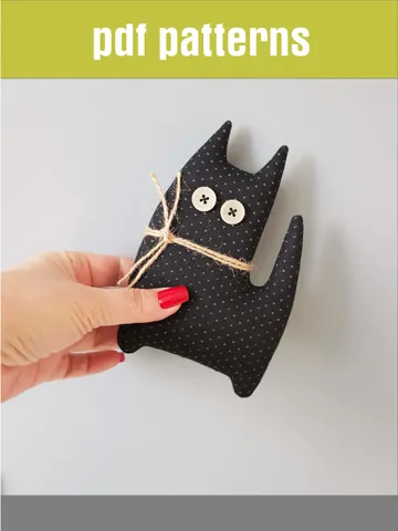 Black Cat sewing pattern PDF, Halloween doll Diy, digital tutorial in English $4.99