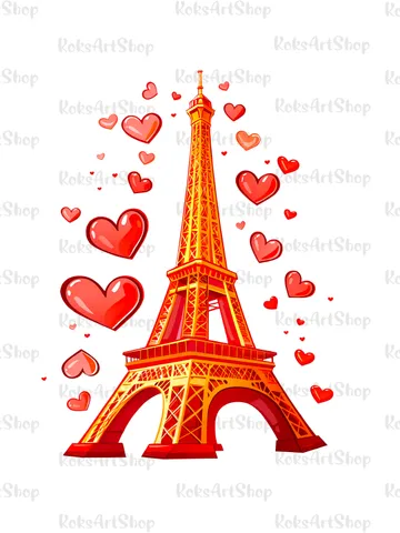 Eiffel Tower Transparent PNG clipart for Valentines Day illustration Paris summer 2024 $1.00