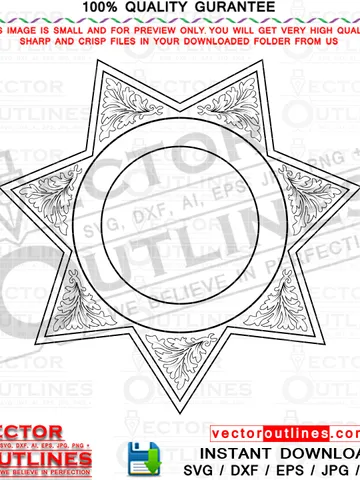 Sheriff 7 Star Badge Template Vector Svg Pdf Dxf Ai File For Custom Sheriff Badge $5.00