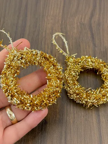 Gold Tinsel Wreath Crochet Pattern, DIY Festive Ornament PDF, Handmade Christmas Décor Tutorial, Beginner Holiday Craft Project