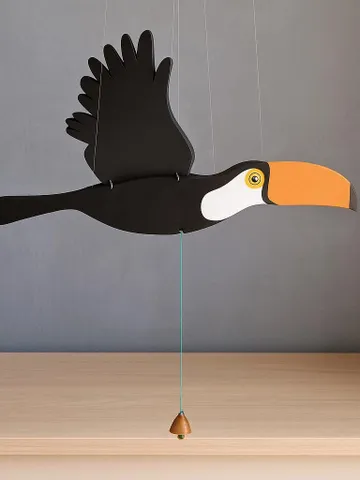 Wooden Toucan Mobile – Handmade Flying Bird Toy for Nursery or Kids Room, Colorful Jungle Decor, Eco Wooden Bird, Perfect Christmas Gift