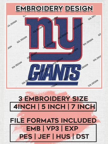 New York Giants Football Embroidery files, Giants NFL Logo Embroidery files, NFL Teams, Football, Digital Download | EMB_SPORT_16 $6.99