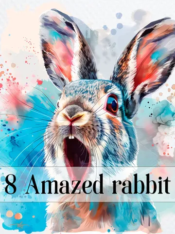 8 Amazed Rabbit PNG Clipart, Amazed Hare for sublimation, Printable Watercolor Rabbit clipart, Digital download, Paper crafts, junk journals $2.64