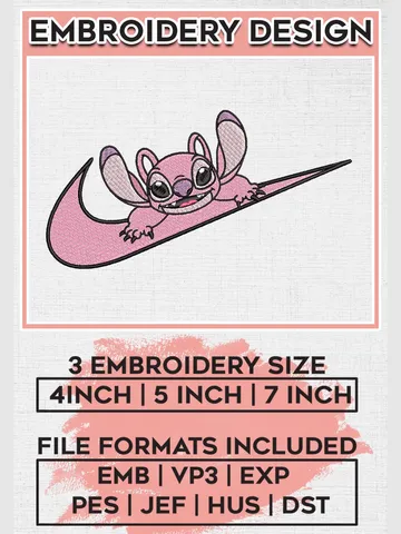 Swoosh Nike Angel Stitch Embroidery Designs, Lilo & Stitch Embroidery, Disney Embroidery Files, Machine embroidery Files, Digital Download
EMB_CARTOON_141 $6.99