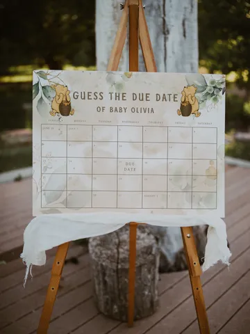 Winnie the Pooh Due Date Calendar Game Baby's Birthday Date Game; Winnie the Pooh Baby Shower; Guess the Due Date Calendar printable; wp4 $11.62