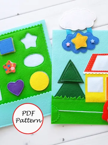 Color sorting Quiet book Pattern pdf, Felt book pattern, Soft sensory book template, Busy book sewing ideas for kids 2, 3, 4 year old $11.04