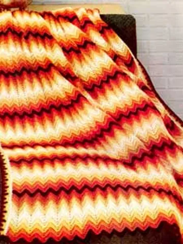 Crochet Pattern Vintage Afghan Autumn Chevron Digital Download PDF $1.90