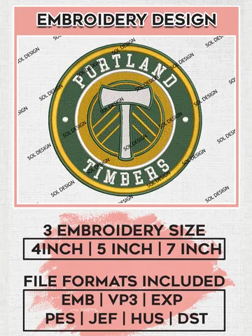 Portland Timbers Soccer Team Logo Embroidery Design, MLS Portland Timbers Logo Embroidery Files, Soccer Team Machine Embroidery, Machine Embroidery Design $6.99
