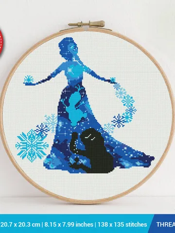 Elsa silhouette Cross stitch pattern | Embroidery Pattern | Instant Download | Embroidery Designs $6.80