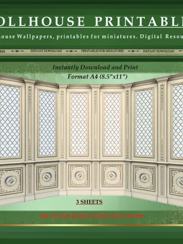 Wallpapers- Set 7-v1 | Printables for Dollhouses and Unique Miniature Projects | Digital Downloads | in Scale 1/12th $8.00