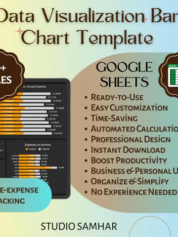 Bar Chart Template | Google Sheets Graph Template | Customizable Bar Graph | Data Visualization Spreadsheet | Business Chart Template $8.26