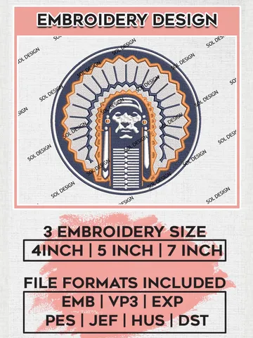 NCAA Illinois Fighting Illini Team Mascot Logo Machine Embroidery Design, NCAA Illinois Fighting Illini Team Design Design files, NCAA Team Embroidery Designs, NCAA Machine Embroidery Designs, Digital Download $6.99