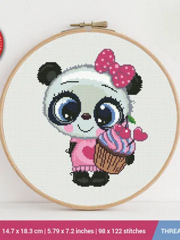 Panda baby Cross stitch pattern | Embroidery Pattern | Instant Download | Embroidery Designs $6.80