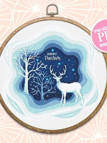 Winter landscape cross stitch pattern download PDF Winter forest pattern digital PDF, Christmas cross stitch chart, Nature landscape #L47 $4.60
