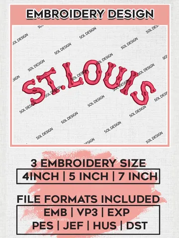 St. Louis Cardinals Wordmark Logo Embroidery Files, MLB St. Louis Cardinals Team Embroidery, MLB Teams, 3 sizes, MLB Machine embroidery designs, Digital Download $6.99